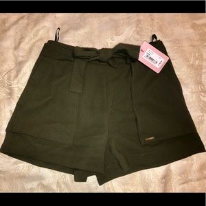Ted Baker khaki high waisted tie front shorts